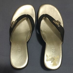 GUESS Women's Black and Silver Sandals